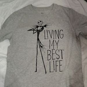 Disney Grey Jack Skellington 'Living My Best Life' Short Sleeve Tee